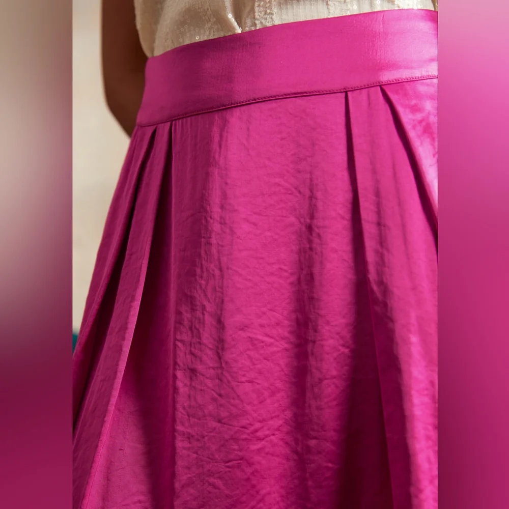 NWT ModCloth Everyday Enchantment Magenta Pleated Skirt Size L - Picture 6 of 9